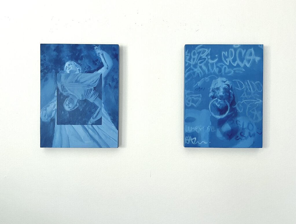 Spin, 2023 with Linon's Mouth, 2023; each 12" x 9"